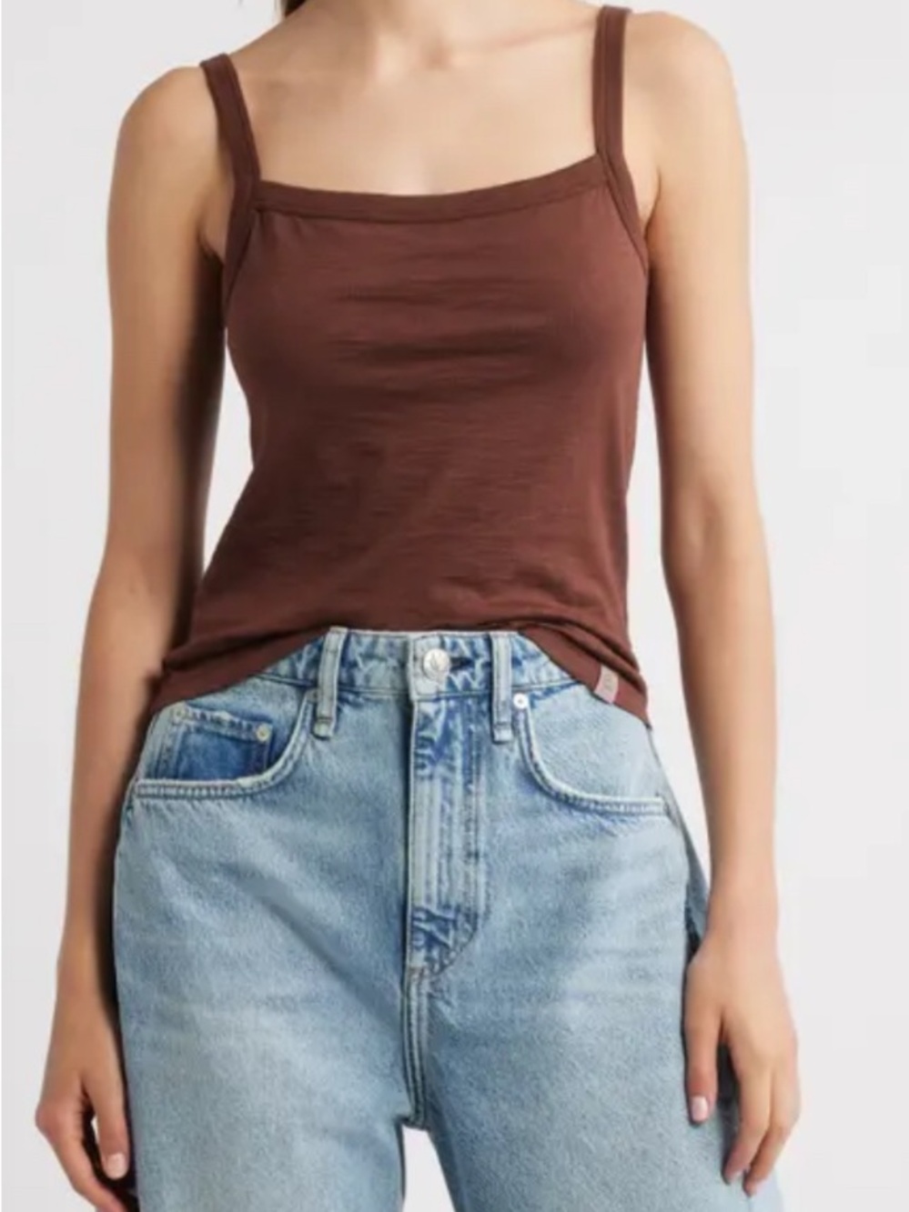 100% organic Cotton Rag & Bone Brown Slub Square Neck' Tank size smal